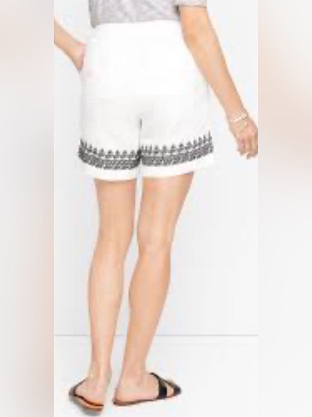 Talbots White Embroidered Hem Bermuda Shorts